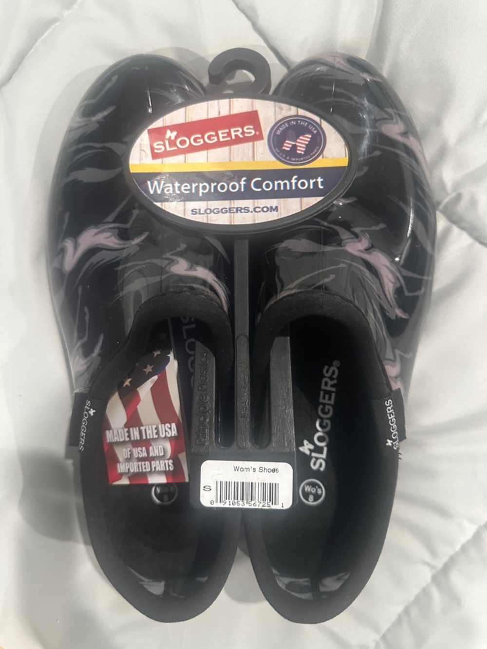 Sloggers Black Garden Clogs with Pink Swirl